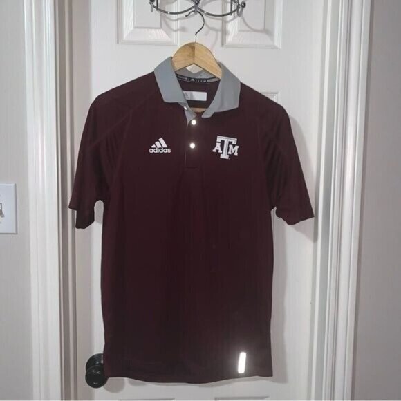 Adidas Texas A&M Aggies College Climacool Pullover Short Sleeved Polo Size Small - Picture 2 of 6